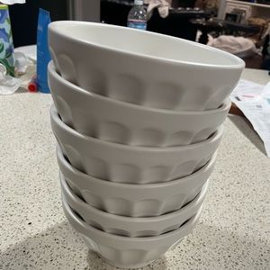 White Anthropologie, fluted bowls, set of six
